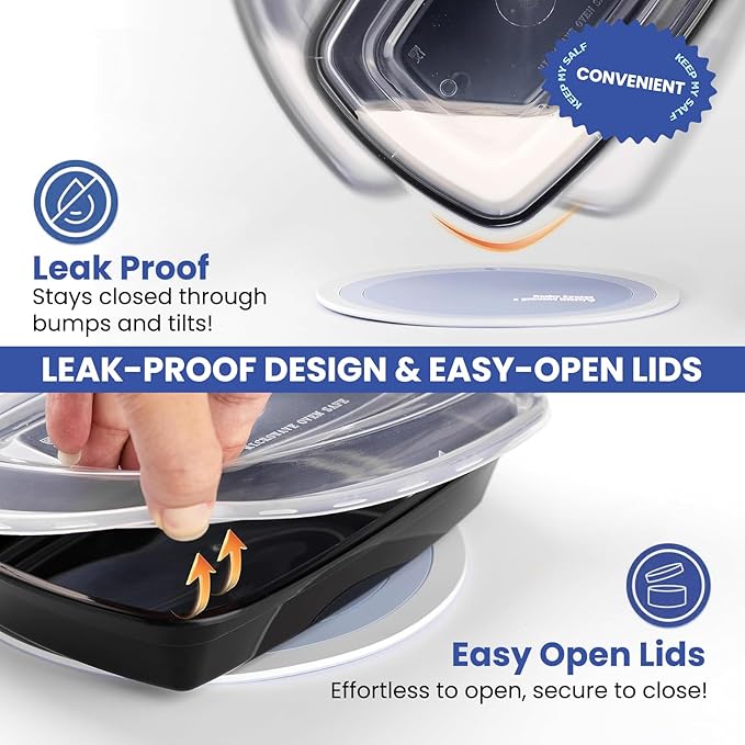 38oz Meal Prep Containers 15 Pack, BPA Free Food Storage Containers with Lids Reusable Stackable, Microwave/Dishwasher/Freezer Safe To Go Food Containers