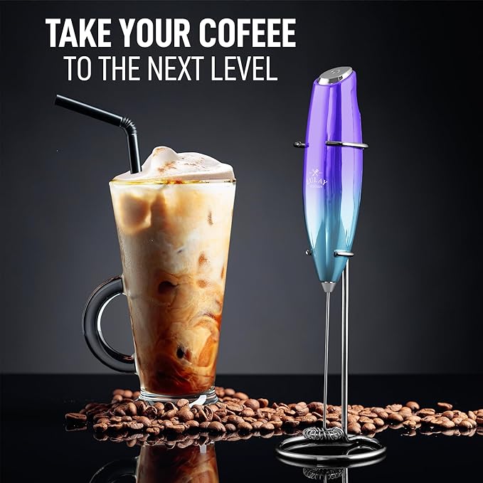 Zulay Kitchen Executive Series Luxury Gift Milk Frother – Handheld Electric Foam Maker for Coffee, Lattes & Hot Chocolate – Deluxe Finish, Ideal Gift for Coffee Lovers
