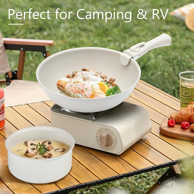 Pots and Pans Set Non Stick (White-7p)