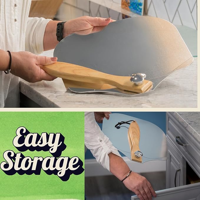 Round Pizza Stone for Oven 16 inch - Large Pizza Stone with Handles, Metal Pizza Peel, Pizza Cutter and Dough Tool - Baking Stone for Oven Bread - Thick Heavy Duty Cordierite Baking Stones