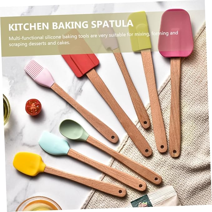 Multi-function Silicone Baking Utensils Household Spatulas and Spoons with Ergonomic Handles Heat-resistant Non-stick Kitchenware for Mixing Scraping and Cake Decorating