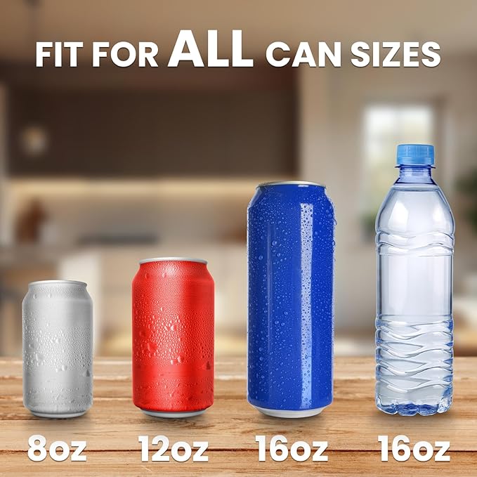 Can Crusher with Auto-Drop Recycling System | Built-In Bottle Opener | 8-16oz Capacity | Includes Kitchen Storage Bag | Heavy Duty Metal Design, Space-Saving & Hands-Free Operation- Halloween gifts