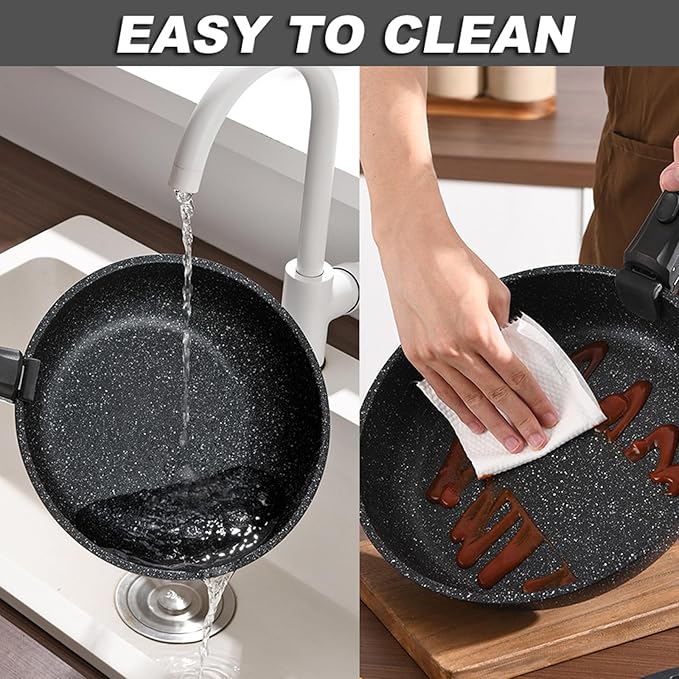 Pots and Pans Set, Nonstick Detachable Handle Cookware Set, Induction Kitchen Cookware Set with Removable Handle, Healthy Non Stick Cookware, Dishwasher ＆ Oven Safe, PFOA Free