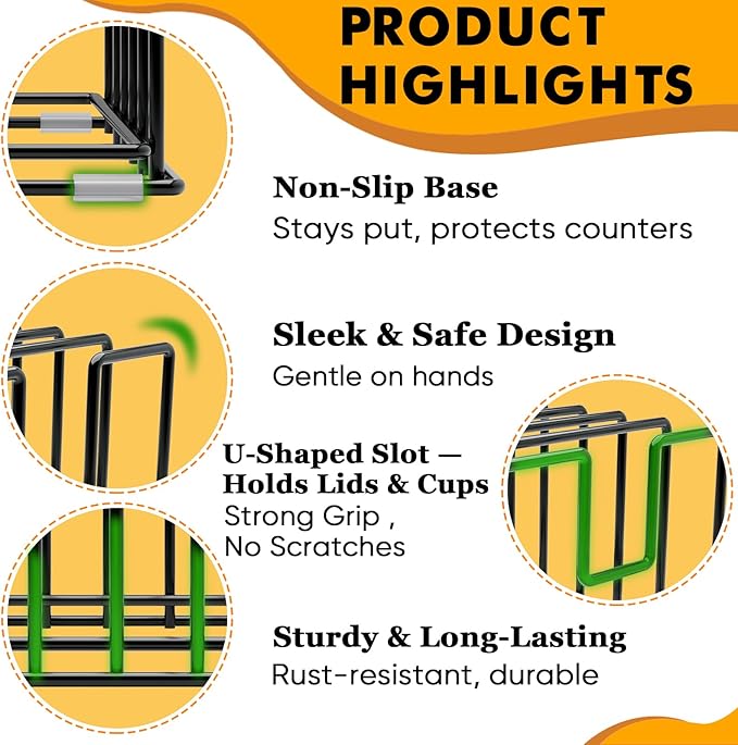 2 Pack Cutting Board Organizer and Pot Lid Holder, Kitchen Cabinet Organizer Rack with 7 & 5 Compartments, Heavy-Duty Iron Baking Sheet Pan Organizer with Non-Slip Base, Space-Saving Kitchen Storage