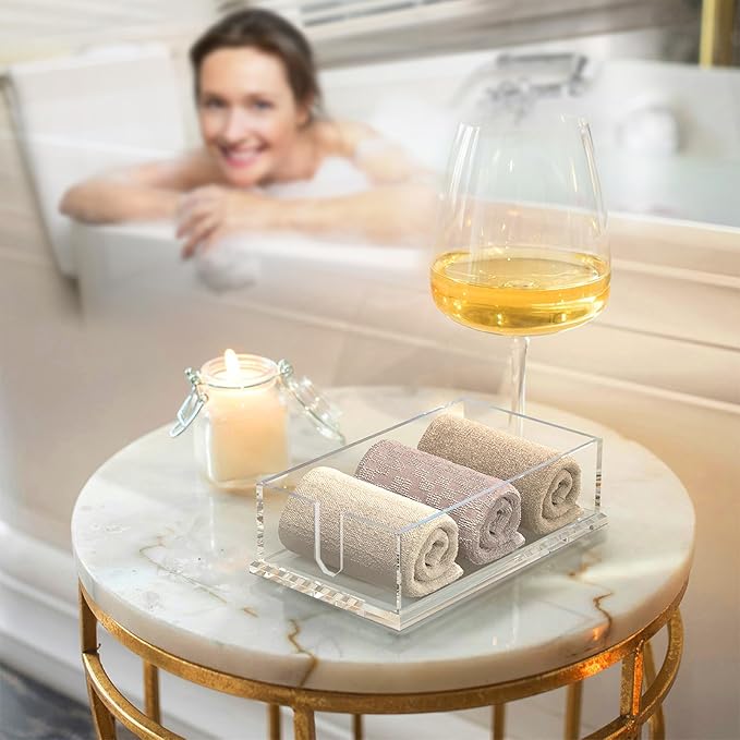 Napkin Holder for Table, Acrylic Guest Towel Holder for Bathroom, Clear Disposable Paper Hand Towels Tray for Kitchen, Buffet Napkin Paper Tray Napkin Caddy for Home Party 0.16+0.31in Thickness