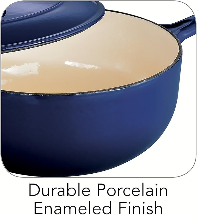 Tramontina Bestow Enameled Cast Iron Saucier Pan with Lid, 3-quart, Blue