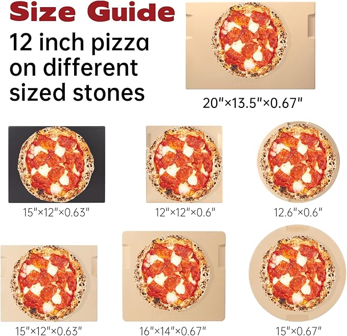 Large Pizza Stone, 20"x13.5" Rectangular Pizza Stone for Oven Grill BBQ, Baking Stone for Pizza Bread with Unique Built-in 4 Handles Design