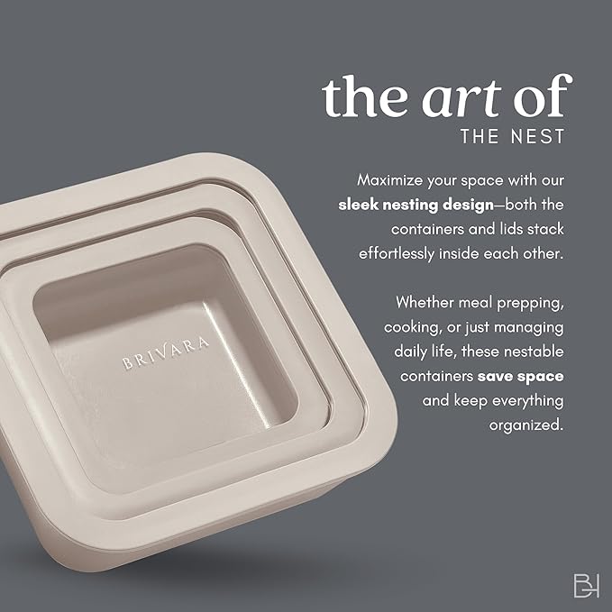 Ceramic Coated Glass Food Storage Container | No PTFE, PFOA, PFAS, and BPA | Reusable Non Toxic Meal Prep Container with Glass Lid | Easy To Store | 6 Piece Food Prep [Crema]