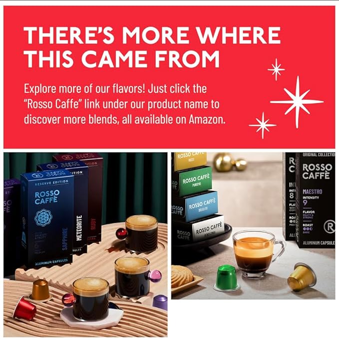 ROSSO CAFFE Espresso Coffee Pods for Nespresso Machines - Holiday Limited Edition - 80 Aluminium Capsules - Compatible with all Nespresso Original line Machines (Holiday Blend and Pumpkin Spice)