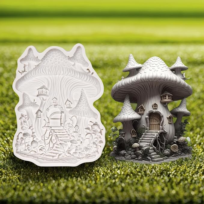 (Four-piece set) Virgin Mary, angels, mushroom cottage, flower cottage, DIY silicone mold, cake chocolate mold wedding cake decoration tool marshmallow cake