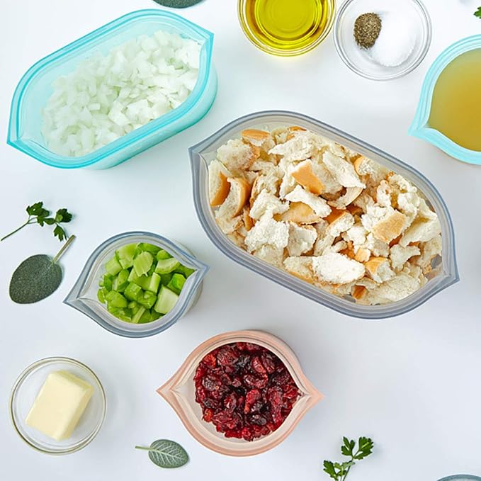 Zip Top Reusable Food Storage Bags | Large Dish [Lavender] | Silicone Meal Prep Container | Microwave, Dishwasher and Freezer Safe | Made in the USA