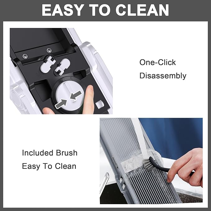 All-in-1 Update Safe Mandoline Slicer for Kitchen, Food Chopper with Container, Thickness Adjustable Vegetable Chopper, Potato French Fry Cutter Tomato Apple Slicer Onion (BlackWhite)