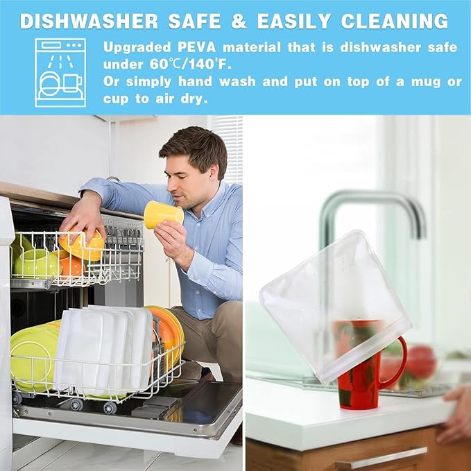 10 Pack reusable bags, Leakproof Reusable Freezer Bags, BPA Free silicone food storage bags for Lunch Marinate Food Travel - 3 Gallon 3 Snack 4 Sandwich Bags.