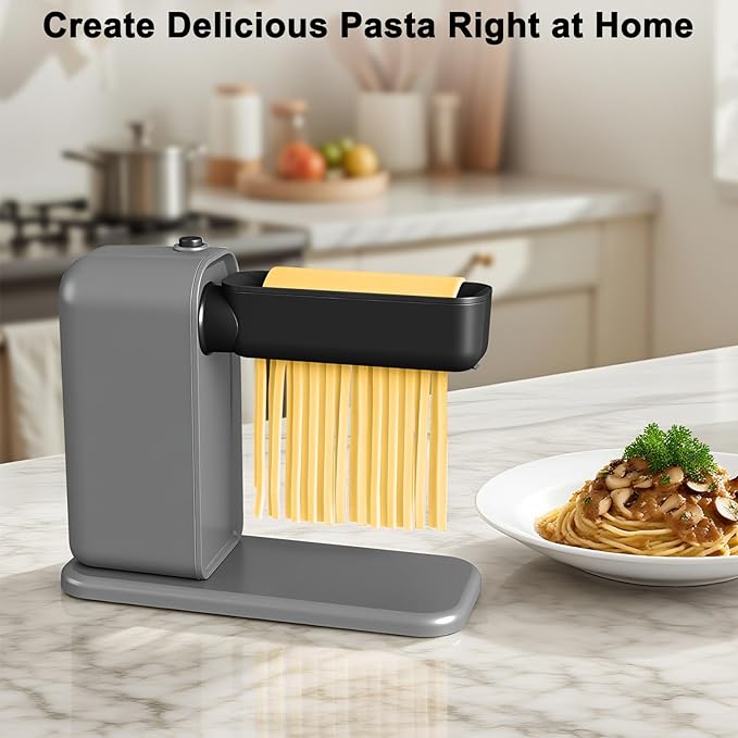 Electric Pasta Maker, 3-in-1 Pasta Maker Machine Includes Pasta Roller Spaghetti Cutter & Fettuccine Cutter with Cleaning Brush, Noodle Maker for Home Use, Gray