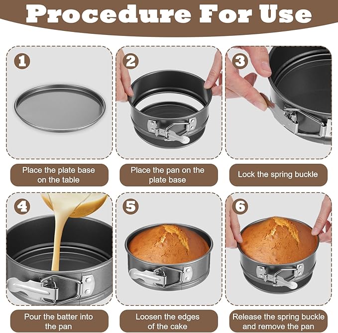 8 Pcs 4.7 Inch Springform Pan with Removable Bottom, Nonstick, Round Springform Cake Pan, Leakproof Mini Cheesecake Pan with Stainless Steel Spring Buckles for Baking Kitchens Restaurant (Black)