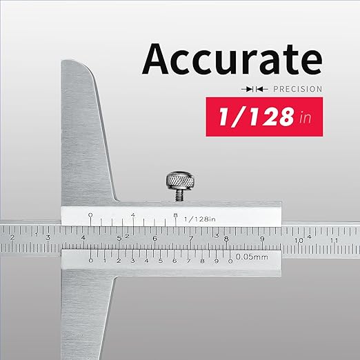 0-300mm Depth Vernier Caliper Micrometer Measuring Tool, 0.02mm Resolution,Carbonsteel Caliper Measuring Tool, DRINYOUNG (0-300/128in Depth Caliper)