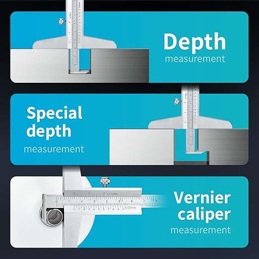 0-200mm Depth Gauge Vernier Caliper，Precision Measurement Tool，High-Strength CarbonSteel，DRINYOUNG（0-200/128in Depth Caliper with Hook）
