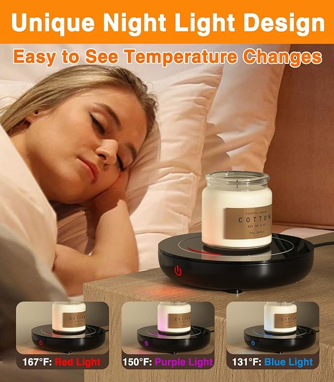 Coffee Mug Warmer with Gravity Sensor, Mug Warmer for Desk with LED Light, 3 Temp Settings & 6H Auto Shut Off Coffee Warmer, Electric Candle Warmer Plate for Beverage, Coffee, Tea, Milk