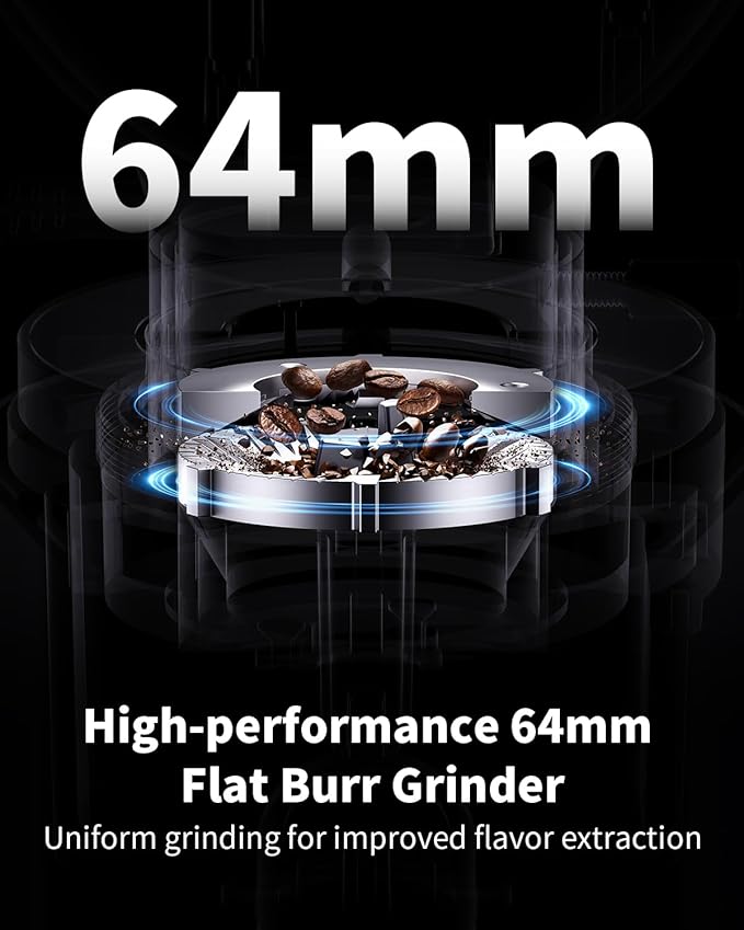 SHARDOR Professional 64mm Burr Coffee Grinder with 100 Grind Settings and All-Metal Chamber, Coffee Bean Grinder with Adjustable Electronic Timer and LED Display, Anti-Static,Black