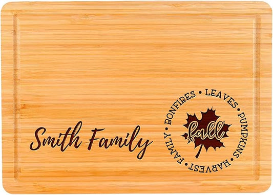 Personalized Cutting Board With Family Name, Custom Engraved Bamboo Charcuterie Board, Wedding Gifts For Couples, Christmas gift, Housewarming gift