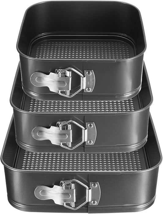 uxcell 7/8/9 Inch Springform Pan Nonstick Cake Pan with Removable Bottom Square Leakproof Cake Baking Pans Molds for Baking, Cheese Cakes, Pizza, Biscuits, Black