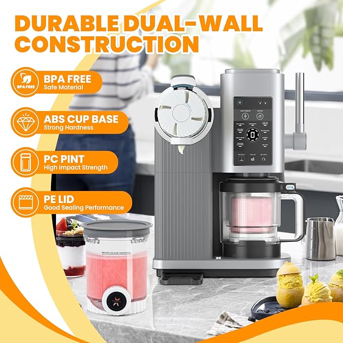 Creami Pints and Lids Compatible with Ninja NC700 NC701 Series, BPA-Free Ice Cream Containers with Lids, Dishwasher Safe & Freezer Ready – 2 Pack