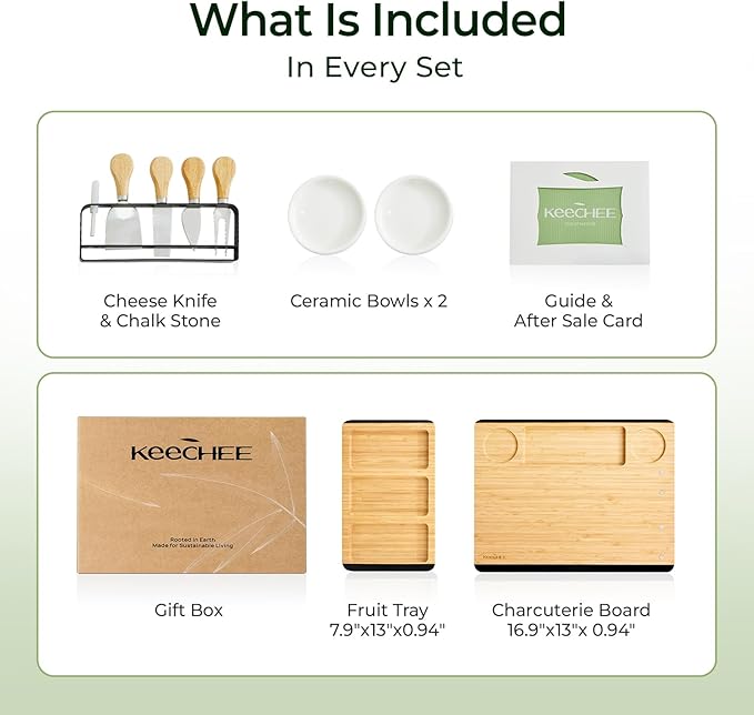 Charcuterie Board Gift Set: Large Bamboo Cheese Board with Chalkboard Edge & Forks - Ideal for Housewarming, Weddings, Bridal Showers, and Unique Gifts for Mom
