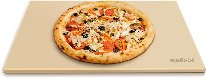 Pizza Stone for Grill 20 x 13.5 Inch, Rectangular Large Baking Stone for Bread Thermal Shock Resistant BBQ Grilling Pizza Pan Cordierite Oven Cooking Pan With PE Scraper