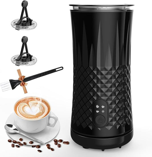 Milk Frother, Ausyle 4-in-1 Electric Milk Frother and Steamer, Non-Slip Stylish Design, Hot & Cold Milk Steamer with Temperature Control, Auto Shut-Off Frother for Coffee, Latte, Cappuccino, Macchiato