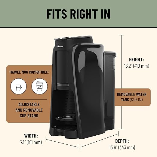 Flavia Aroma Brewer - Black, Makes Coffee, Lattes, Tea, and other Hot or Cold Beverages with Single-Serve Freshpacks, Multiple Brew Sizes