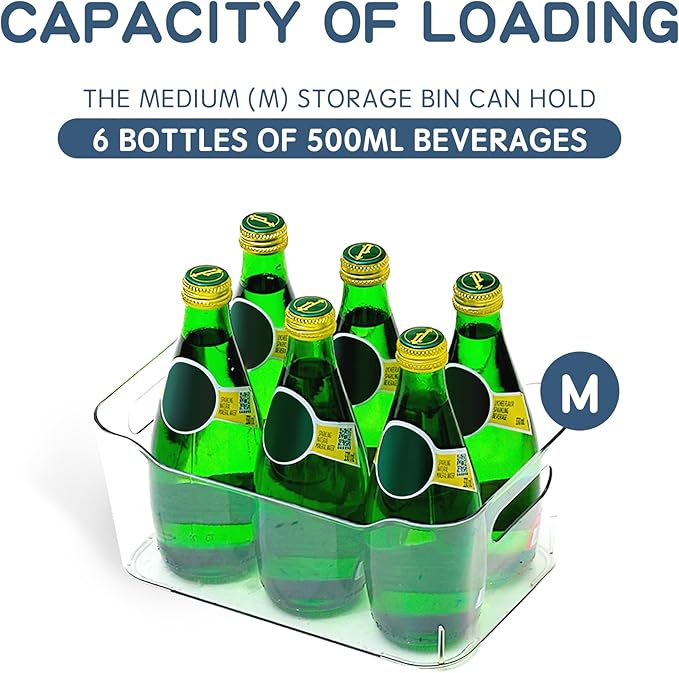 Clear Plastic Storage Bins 8 Pack with 16 Soft Silicone Handles, Organizer Bins for Home & Kitchen, Storage Containers for Pantry, Fridge, Laundry, Bathroom, Classroom