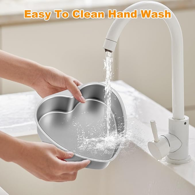 3 Pcs Silver Heart Shaped Cake Pans, 8 Inches Aluminum Cake Baking Tins Molds for Wedding, Birthday, Kitchen and DIY