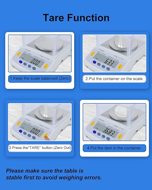 Precision Lab Scale 1000gx0.01 Gram Resolution, 10mg LCD Lab Analytical Scale/Kitchen Scale/Medicine Scale/Industrial Scale/Gold Scales（Support Printing）