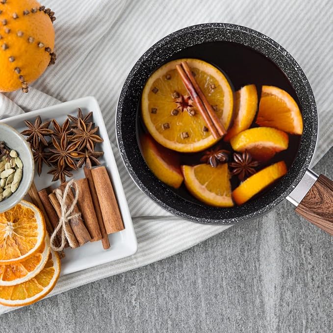 Pots and Pans Set Non Stick, Ceramic Cookware Set with Granite Pattern Kitchen Cooking Sets Induction Pot and Pan w/Frying Pans, Saucepans, Casserole, Non-Toxic, PTFE/PFOA/PFOS-Free, Black