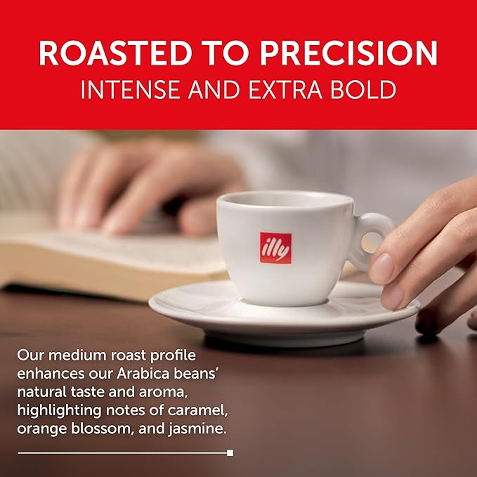 illy Aluminum Espresso Capsules - Compatible with Nespresso Machines - Classico Medium Roast Coffee - Mild & Balanced - Notes of Caramel, Orange Blossom & Jasmine Single Serve Capsules - 10 Count (Pack of 10)