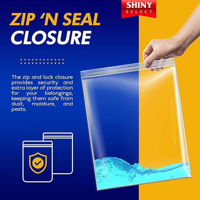 [100 Count] Mega Pack of XLarge Bags Jumbo 3.5 GALLON BIG Size Clear Thick Freezer Food Storage Bags for Toys, Arts, Crafts, Moving, Clothing & Closet Organization (packaging may vary)