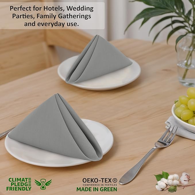 Ruvanti Cloth Napkins Set of 12, 18x18 Inches, 100% Cotton, Washable, Soft & Absorbent, Perfect for Wedding, Christmas, ‎Thanksgiving Dinners - Wild Dove