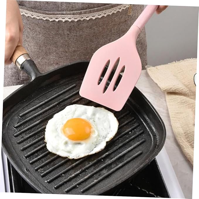 Silicone Kitchenware with Wooden Handles Cooking Utensil Kit Including Spatula and Spoon with Storage Bucket Heat Resistant Non-stick Silicone Tools for Home and Restaurant Cooking