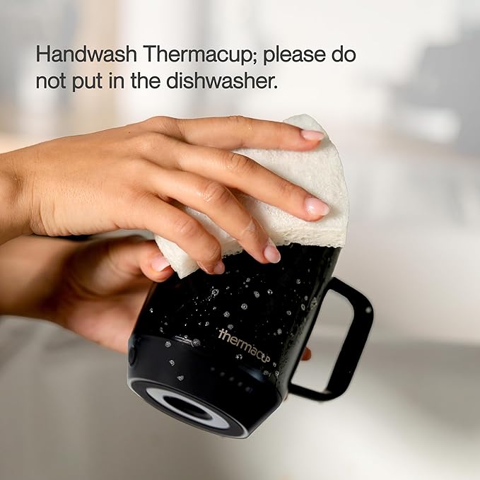 Premium Heated Coffee Mug with 5 Temperature Settings, Industry-Leading Smart Electric Cup, Up to 8-Hour Battery, 12oz with Lid (14oz Total Capacity) Midnight Black