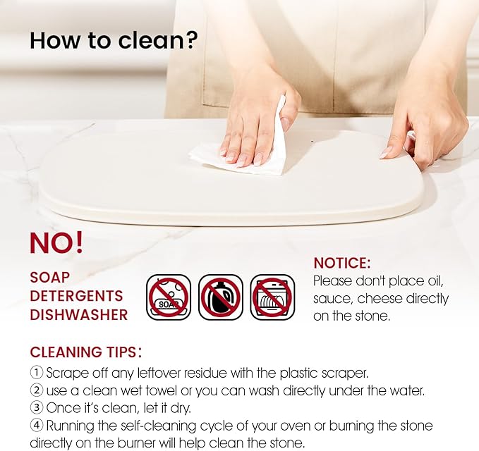 Pizza Stone, 12" x 11" x 0.47" Ceramic Coating & Cordierite Pizza Stones for Oven Grill BBQ, Heavy Duty Non Stick Baking Stone for Pizza & Bread, Unique Shape Design Grilling Stone (White)