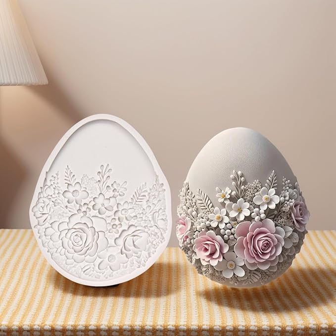(Three-piece) Floral Easter Egg, Rabbit, Bowknot Fresh Flower Easter Egg, DIY Silicone Mold, Cake Chocolate Mold Wedding Cakeoration Tool Marshmallow Cake Mold