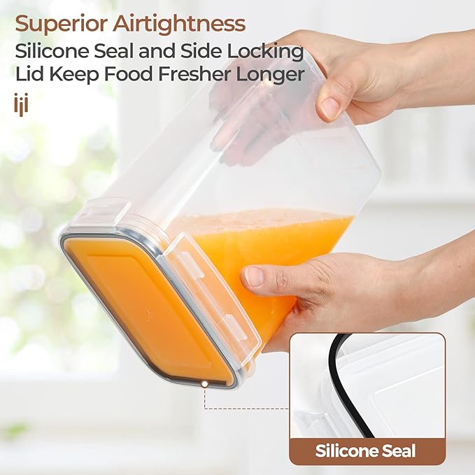 ComSaf Food Storage Containers with Lids Set of 3 (2L/2.1Qt) (1.4L/1.5Qt) (0.8L/0.8Qt), Airtight Food Storage Container, Plastic Canister Sets for Kitchen, Pantry Organizer for Sugar, Cereal and Snack