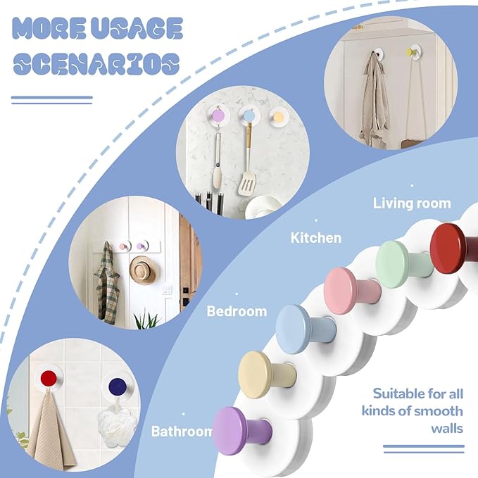 4 Pcs Suction Cup Hook for Shower，Removable Hooks，Towel Hooks，Suction Hooks for Bathroom, Bedroom, Glass Window (Color A)