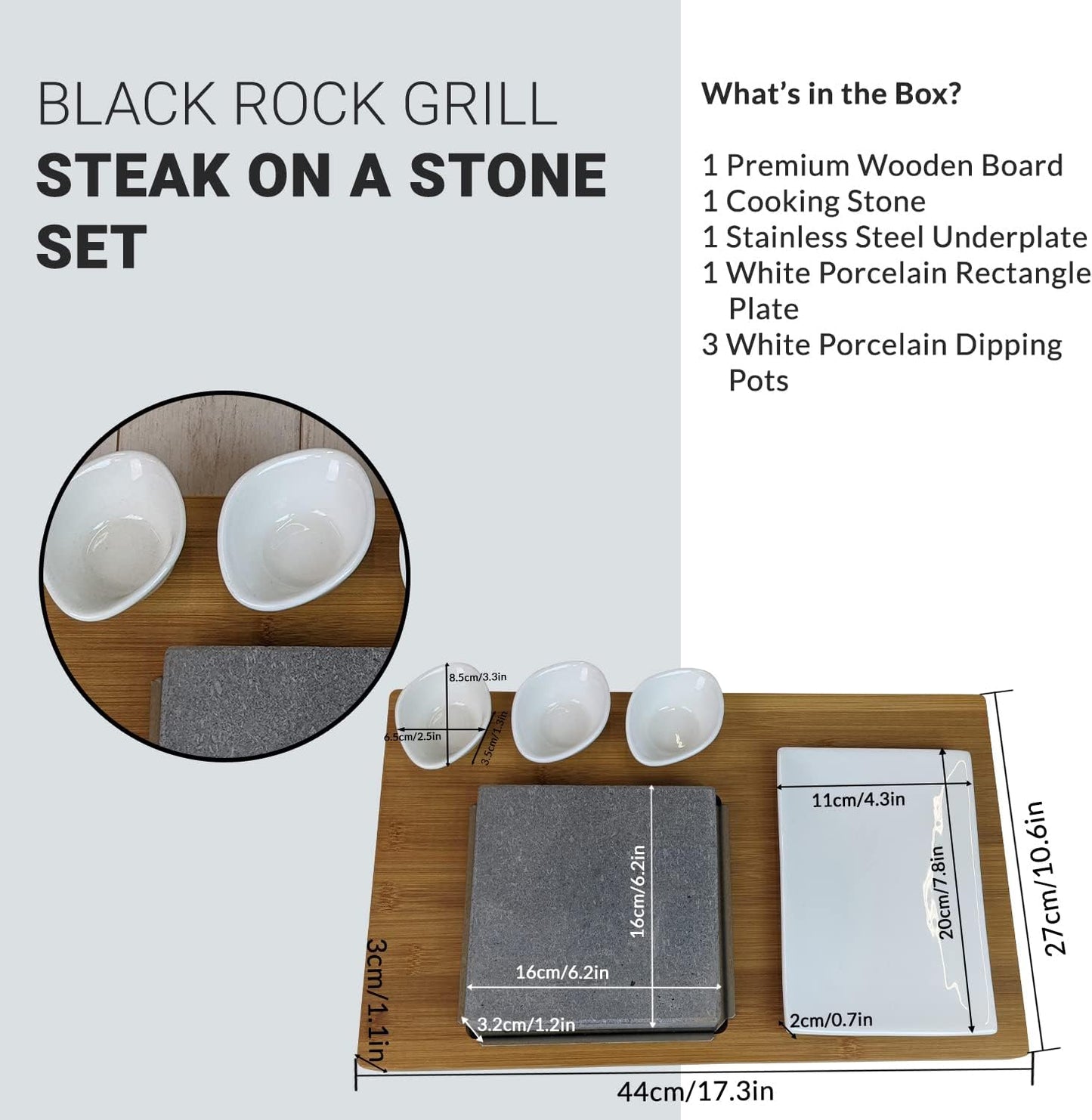 Black Rock Grill Steak On The Stone Set, Hot Rock Grill Table Top Lava Cooking Stone (One Gift Set)