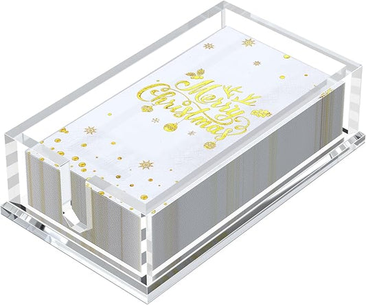 Napkin Holder for Table, Acrylic Napkin Paper Towel Holder for Kitchen, Clear Acrylic Guest Towel Holder Tray for Bathroom, Cocktail Napkin Holder for Dinner (Rectangle Clear 0.31+0.4in Thickness)