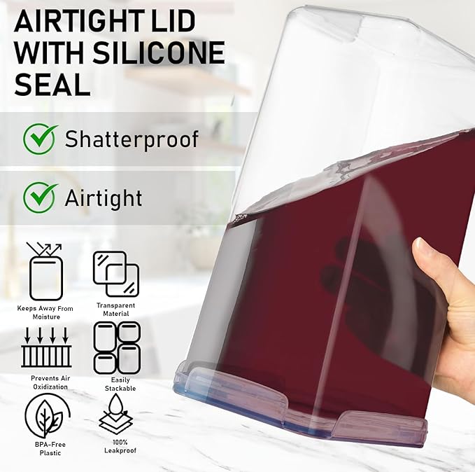 Flour Storage Container 2 PC [8.5L / 287 Oz] Extra Large Food Storage Containers with Lids - Airtight, Leak Proof, BPA-Free Plastic Flour Sugar Storage Containers - Bulk Storage for Kitchen & Pantry