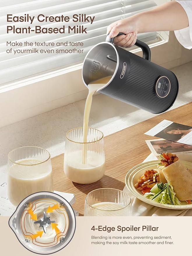 35oz Nut Milk Maker Machine, 8 in 1 Automatic Nut Milk Maker with 8 Blades, 800W Soy Milk Maker for Homemade Oat Milk, Juice, Almond Milk Maker with 12H Delay Start, Boil Water,Keep Warm&Auto Clean