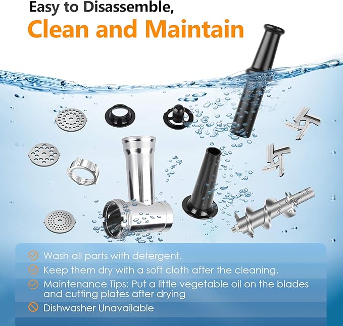 CHEFFANO Meat Grinder Electric, 350W[2000W Max] Electric Meat Grinder, Molino De Carne, Meat Mincer with Stainless Steel 2 Blades and 3 Plates, Sausage Staff Maker & Kubbe Kit for Home Kitchen Use