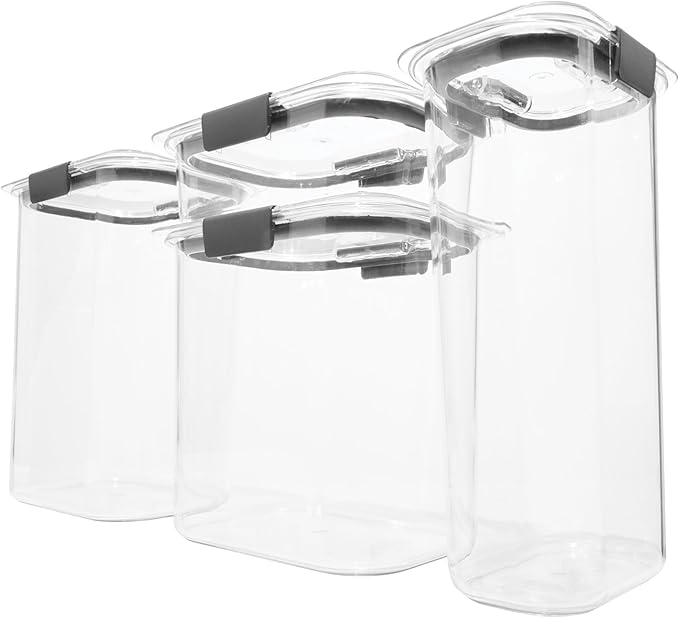 Rubbermaid Brilliance Pantry Food Storage Container Set, BPA-Free, Airtight & Leak-Proof, Clear, 8-Piece, Dishwasher Safe