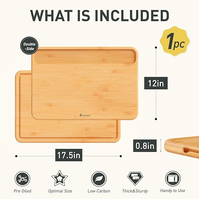 Extra Large Bamboo Cutting Board Set Over Sink Nice Solid Thick Wood Juice Groove Chopping Board Big Best Hardwood Counter Organic Vegetable Kitchen Gadgets Apartment Essentials for Meat Fruit Cheese